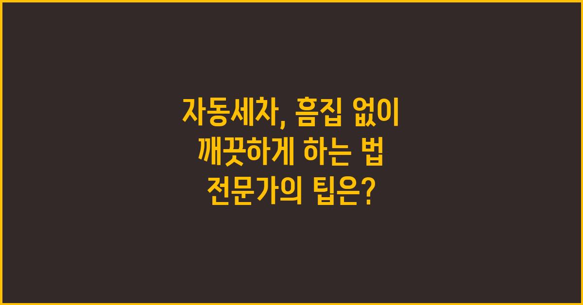 자동세차, 흠집 없이 깨끗하게 하는 법