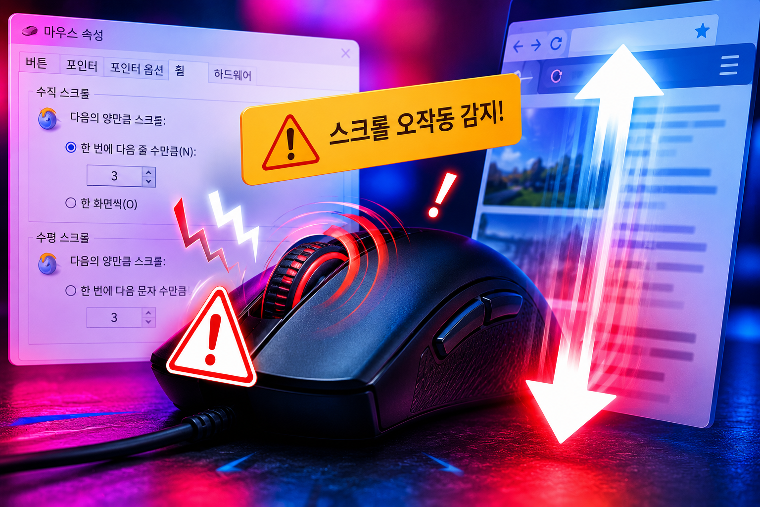 마우스 휠 스크롤 오작동 해결방법 총정리 두번 스크롤 되는 현상 원인