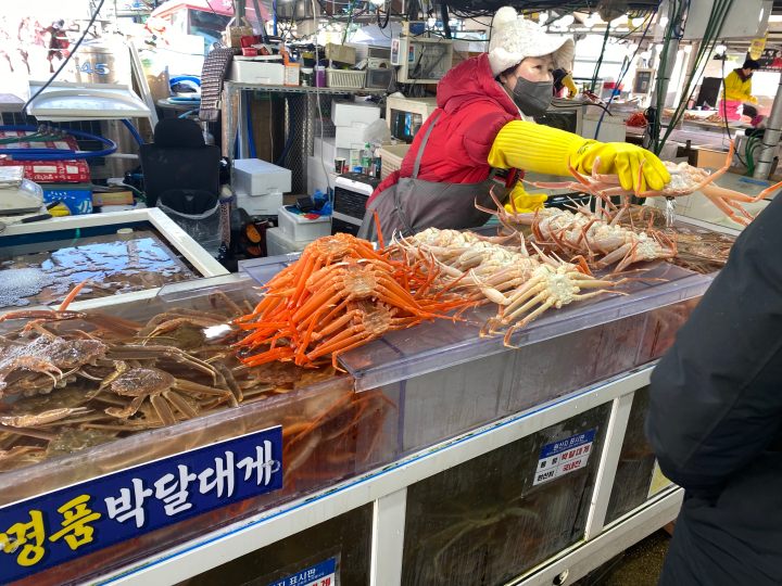 수산시장-대게판매대