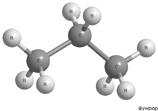 Ball and stick model of propane