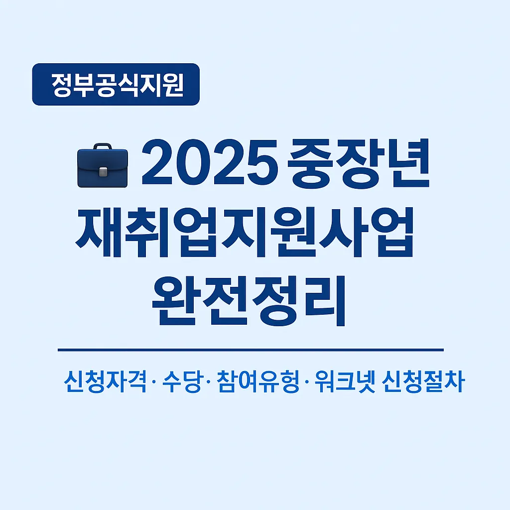 2025 중장년 재취업지원사업 완전가이드|신청자격, 수당, 참여유형, 워크넷 신청절차 한눈에 정리