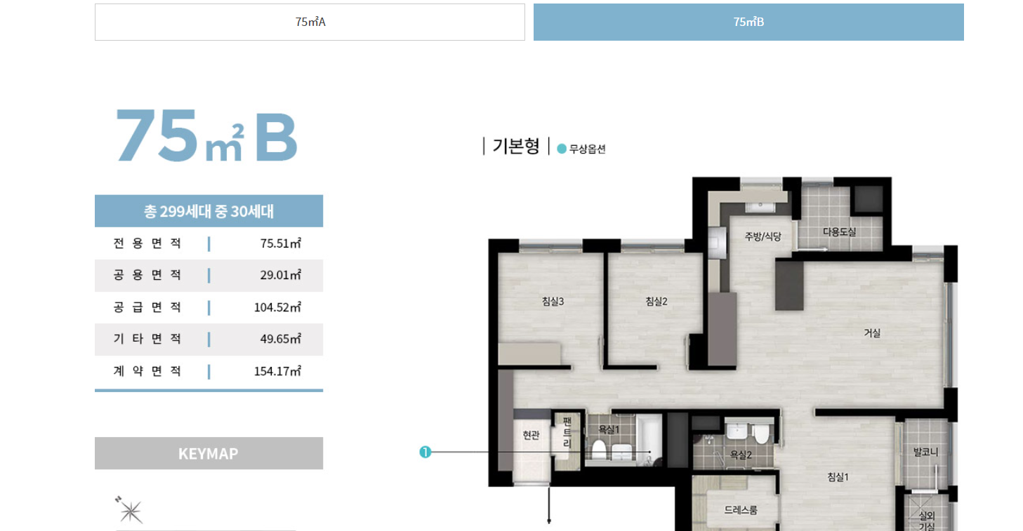 힐스테이트 DMC역 75B 평면도