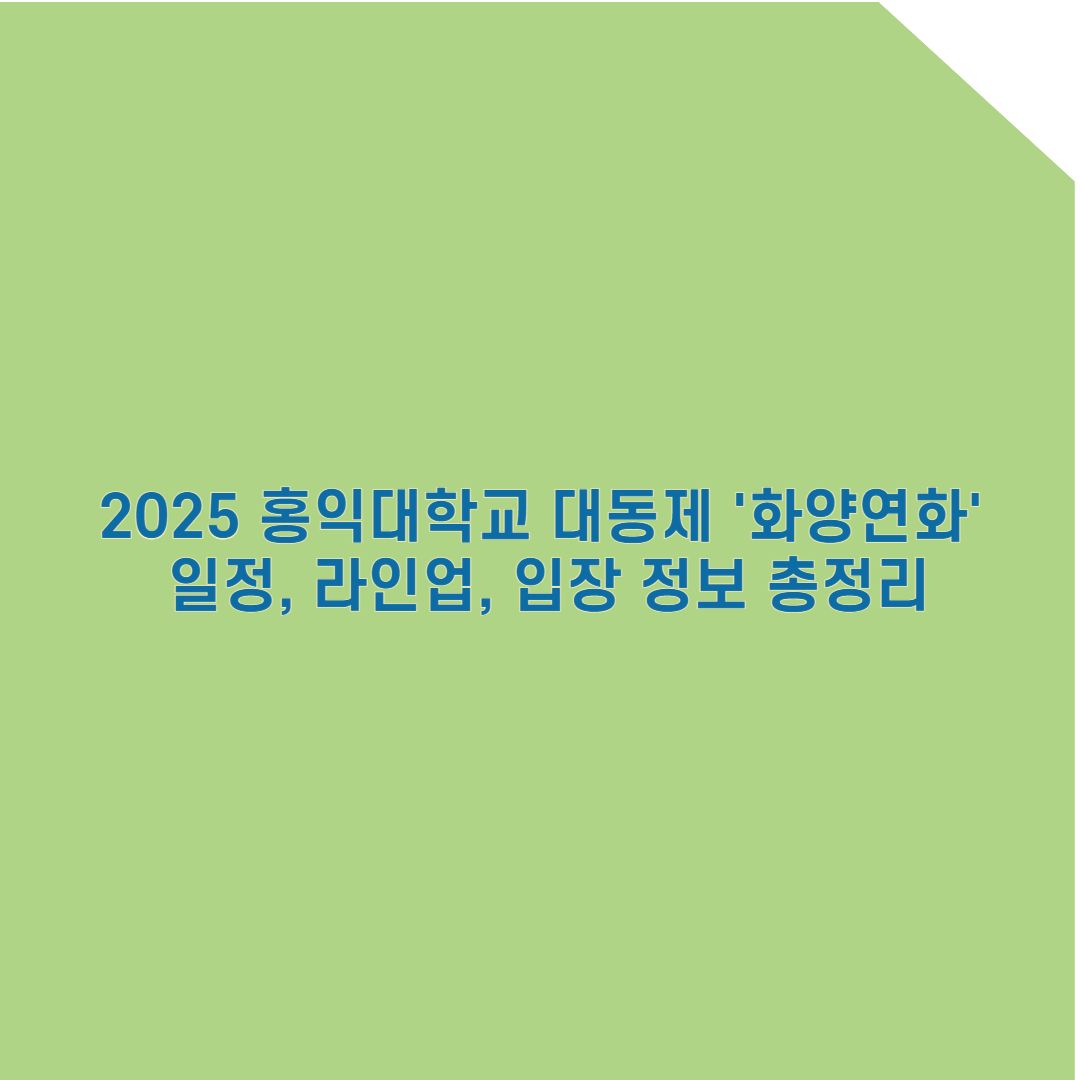 2025 홍익대학교 축제 완벽 가이드: 일정, 라인업, 입장 정보 총정리!
