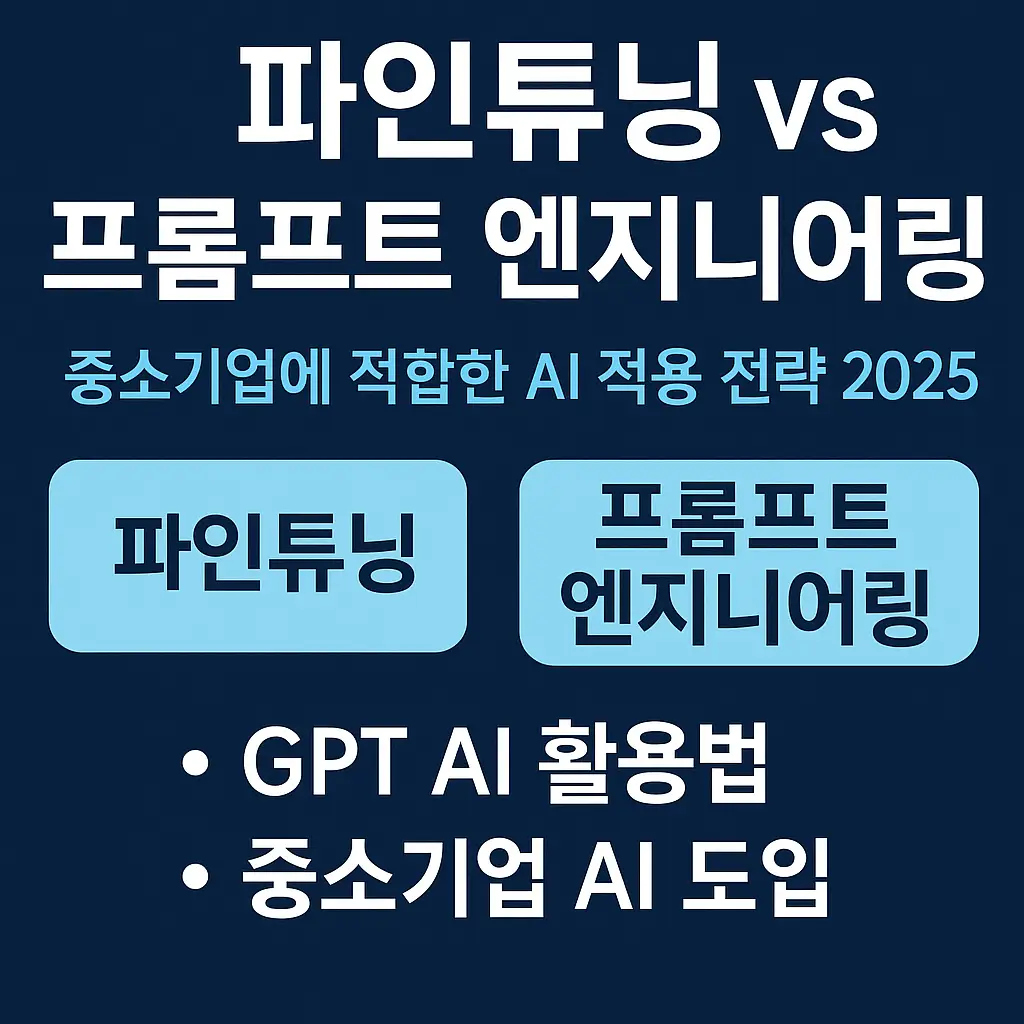 &quot;파인튜닝 vs 프롬프트 엔지니어링 – 중소기업 AI 적용 전략 2025&quot; 비교 썸네일 이미지