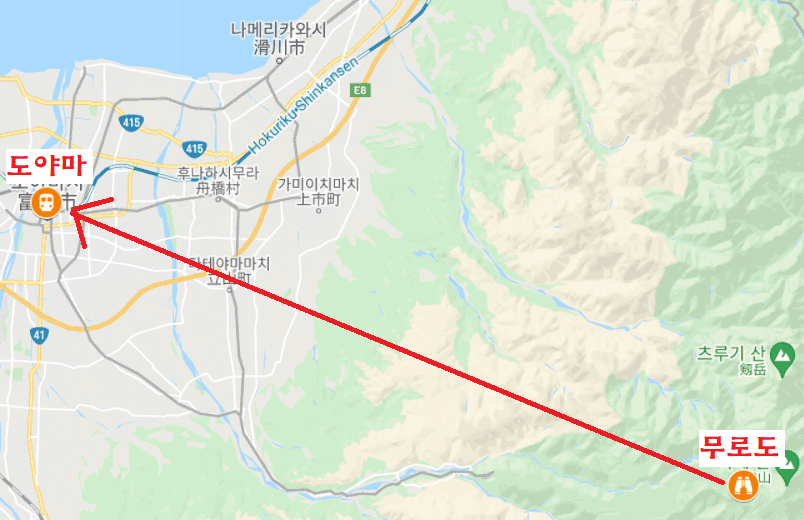 무로도 -> 도야마