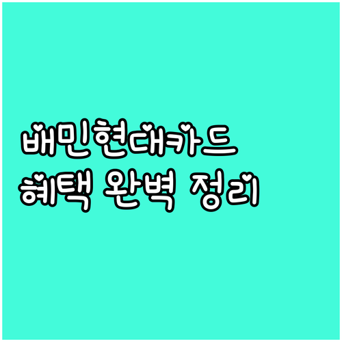 배민 현대카드: 배달 앱 이용자를 위..