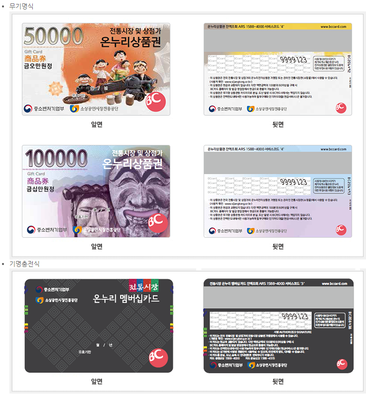 온누리상품권 전자상품권 종류