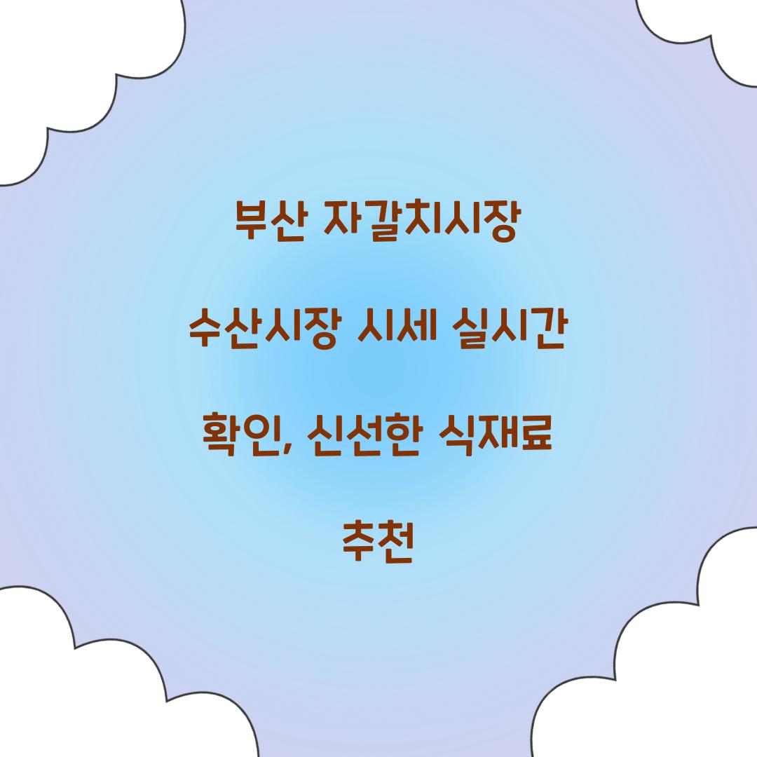 부산 자갈치시장 수산시장 시세 실시간 확인