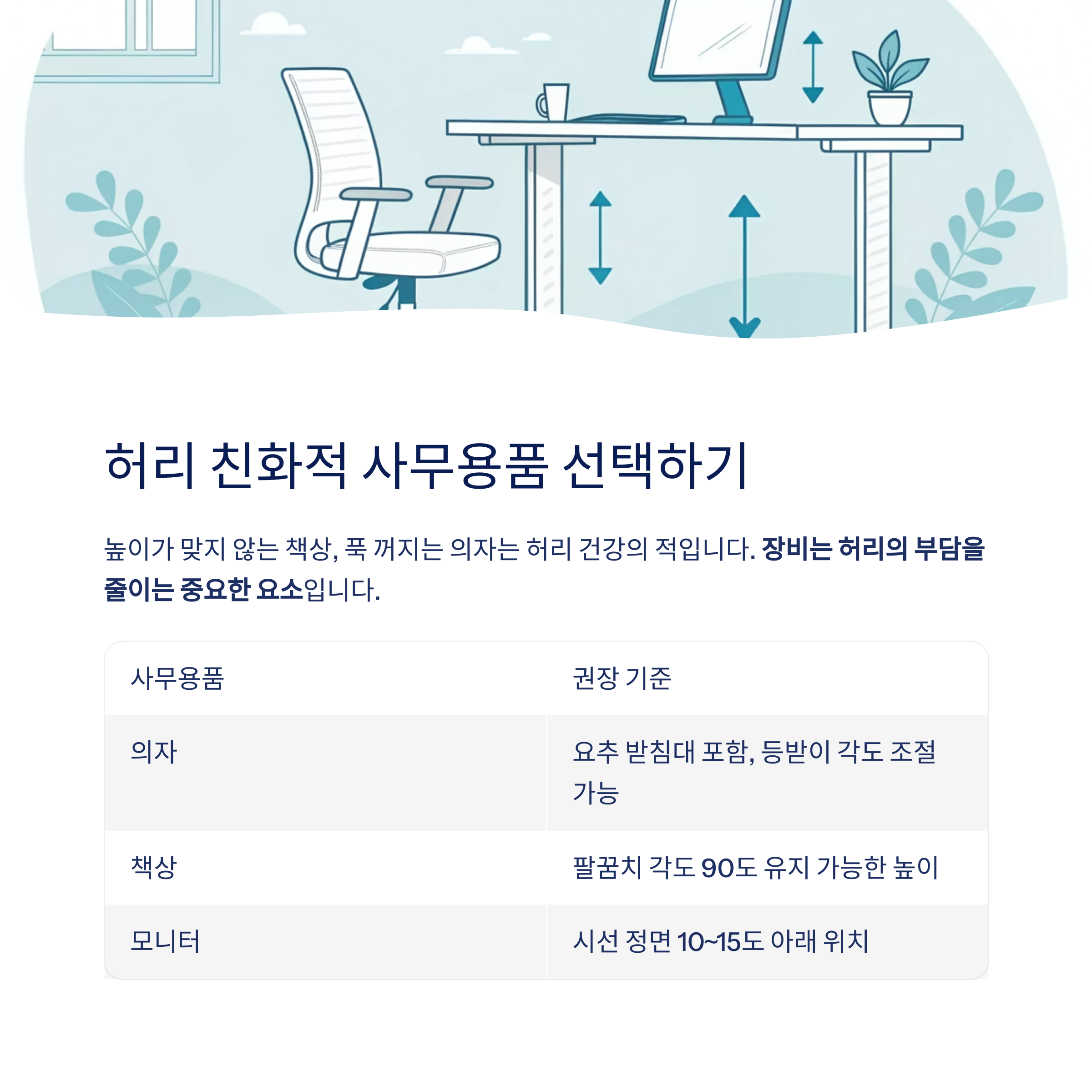 허리 친화적 사무용품 선택하기
