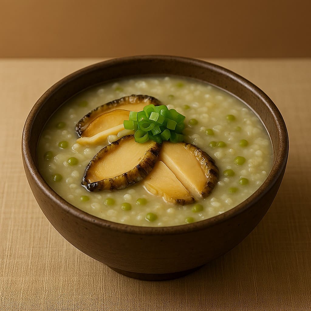 전복을 넣은 녹두죽 한그릇