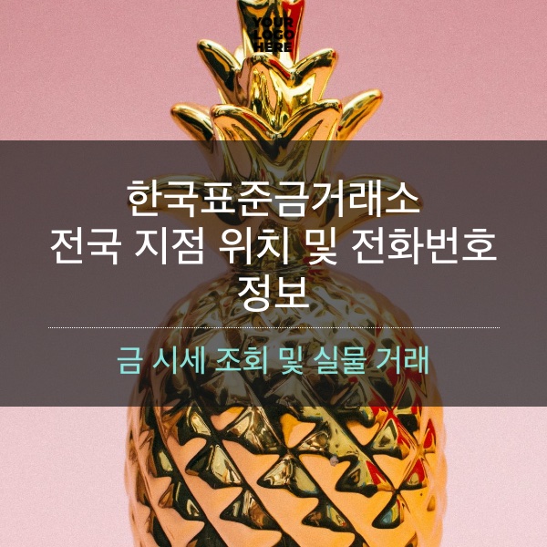 [금거래] 한국표준금거래소 전국 지점 위치 및 전화번호 정보 공유