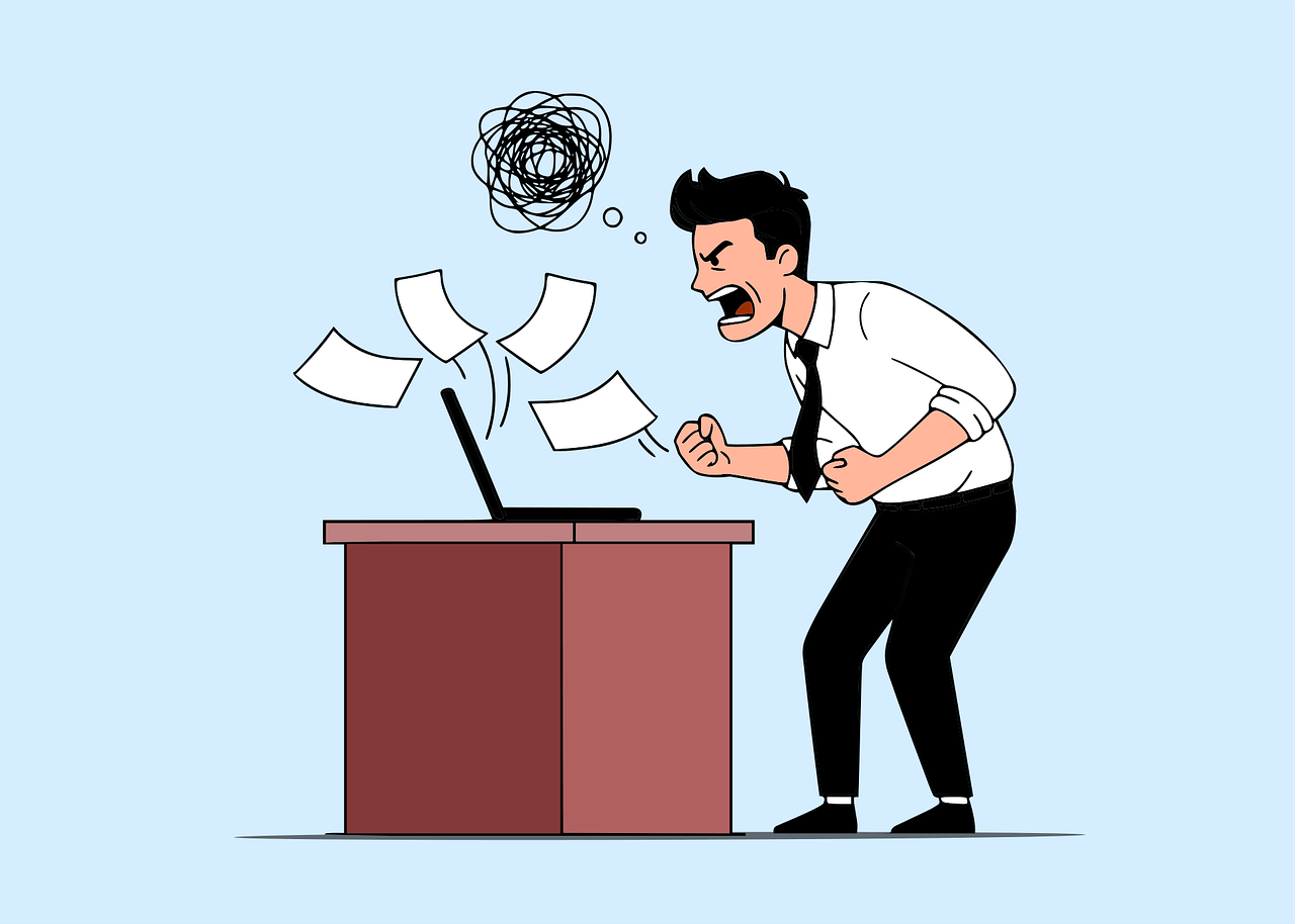 분노하는 남자 직장인 일러스트