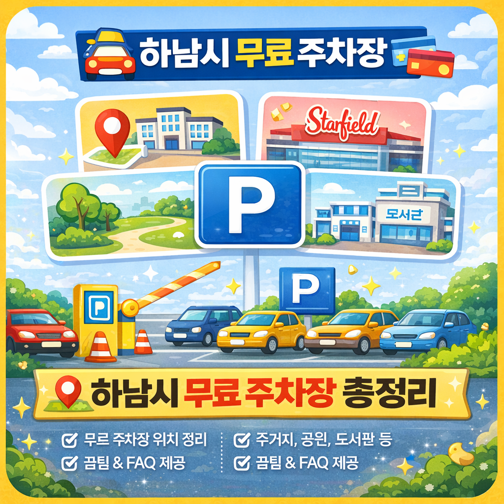 하남시 무료 주차장 위치 총정리! 스타필드 하남, 공원, 도서관, 행정복지센터 등 주요 무료 주차 정보를 확인하세요. 실시간 주차 정보, 이용 팁, FAQ까지 완벽 정리!