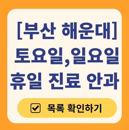 해운대구 일요일 문 여는 안과 목록 ❘ 토요일, 주말, 공휴일 진료 영업 병원 찾기