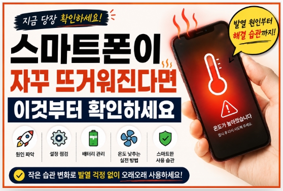 스마트폰 발열 예방을 설명하는 이미지