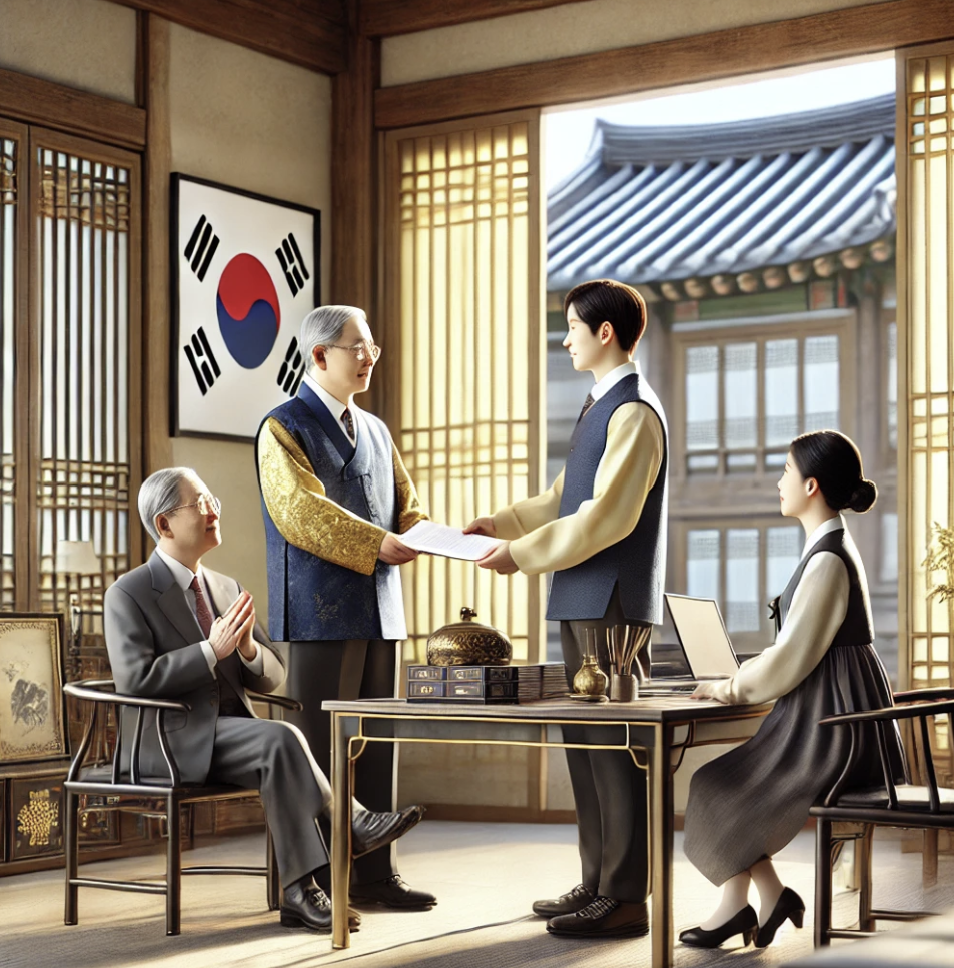 가업승계 절차를 진행하는 가족의 모습