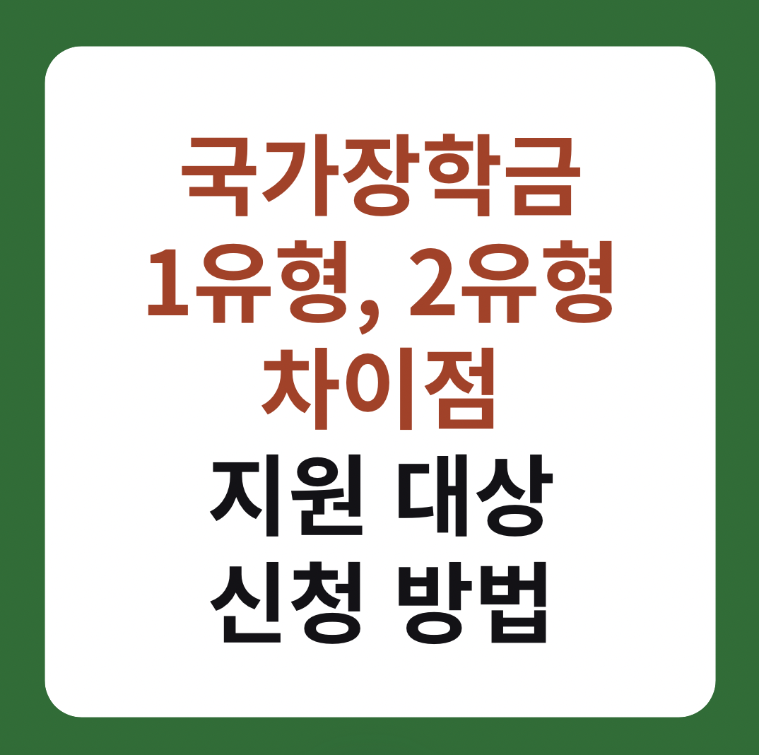 국가장학금 1유형, 2유형 차이점, 지원 대상, 신청 방법 설명 이미지
