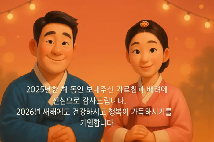 직장동료 연말 연시 인사말 한복입은 남녀