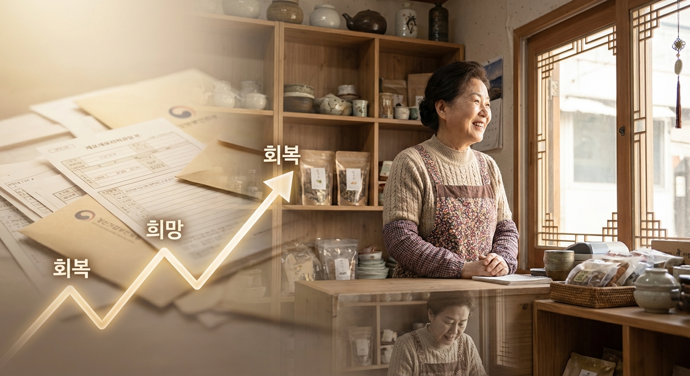 폐업 소상공인을 위한 국세청의 재기 지원 정책, 세금 환급 및 구직지원금 비과세 혜택으로 희망을 얻는 모습