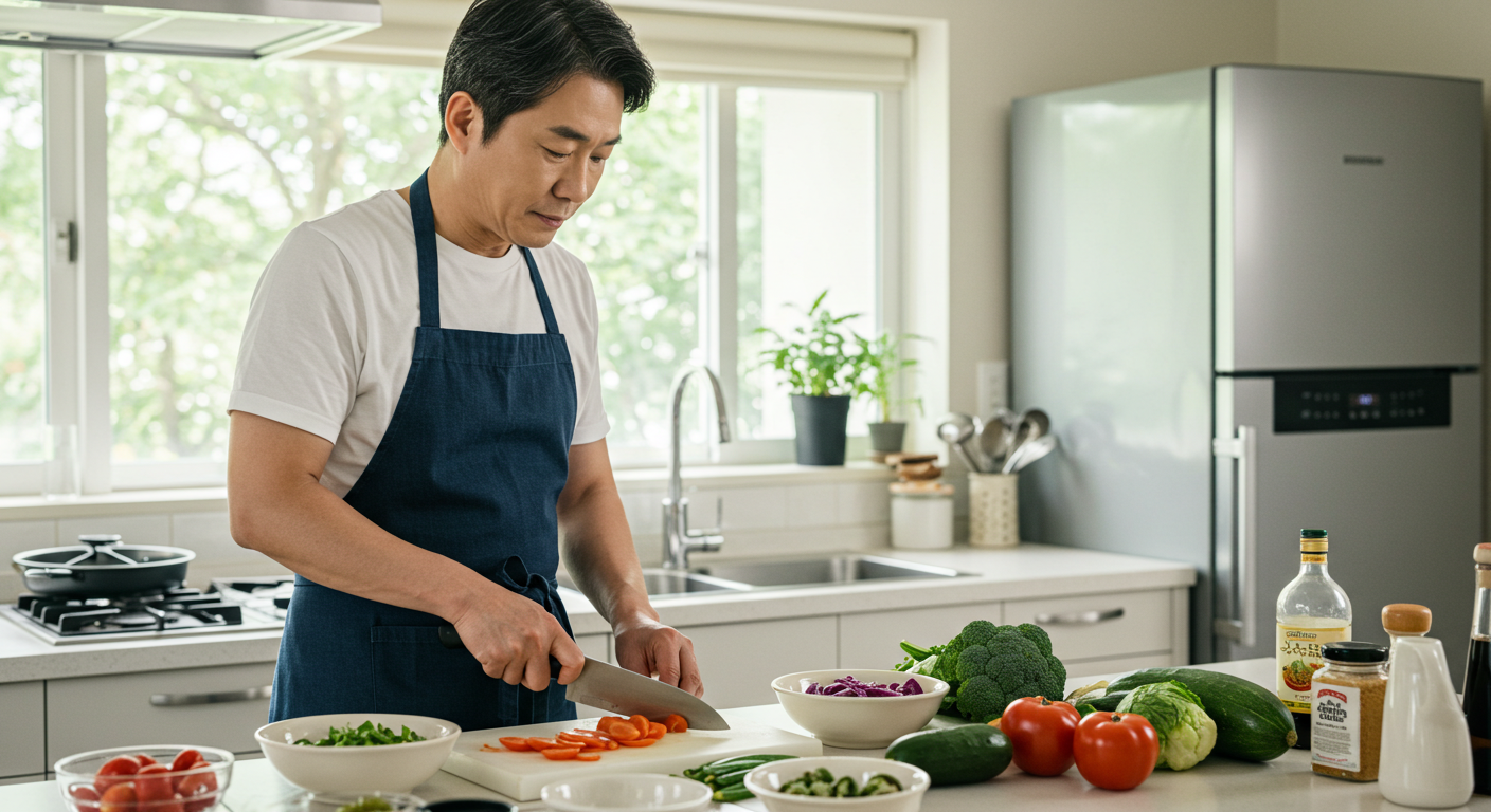 건강식을 준비하는 남성
