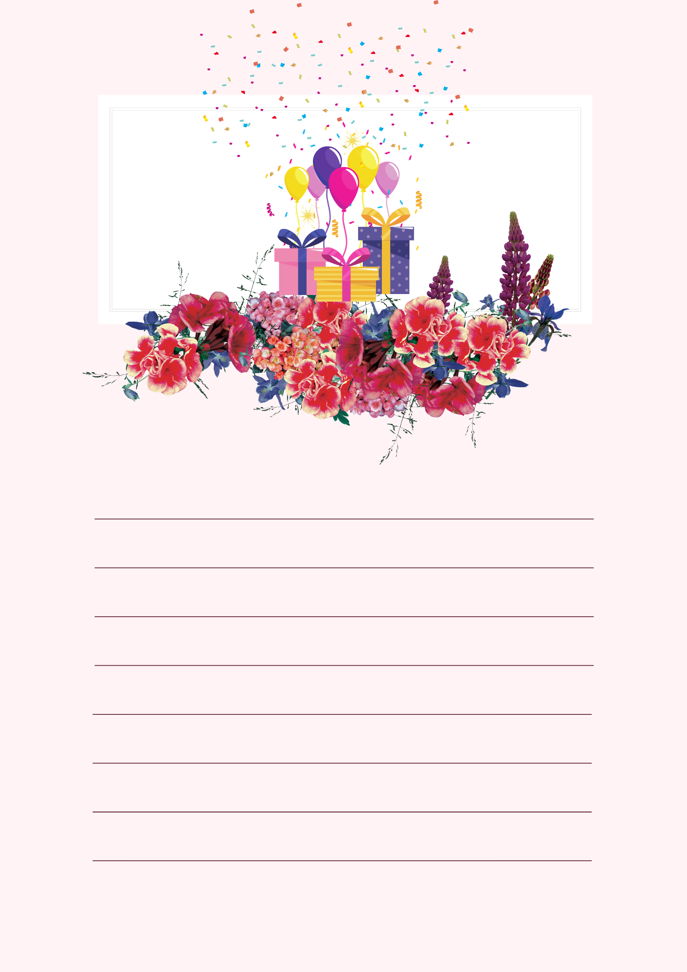 생일 편지지 무료 다운로드 PDF 파일 이미지