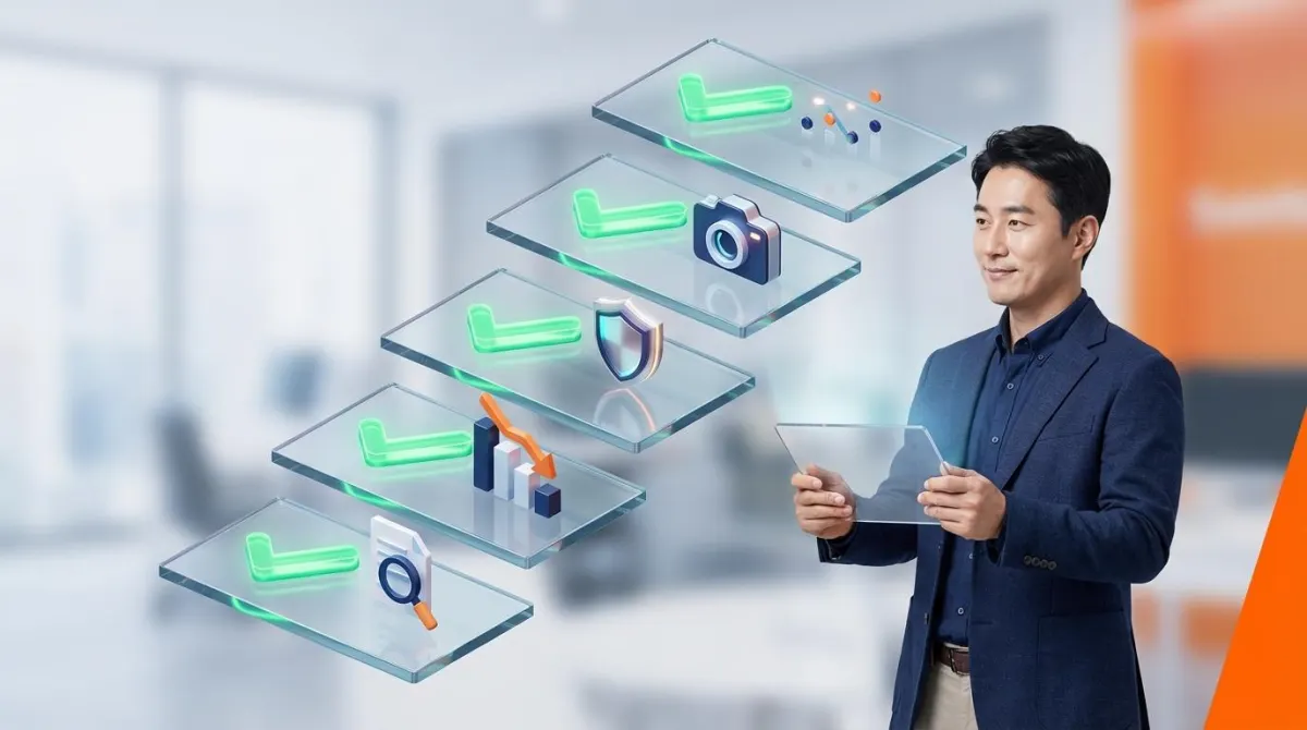 2026년 공동주택 공시가격 이의신청 성공을 위한 5가지 핵심 체크리스트와 증빙 서류를 시각화한 3D 인포그래픽. 체계적인 데이터 준비와 검토 과정을 입체적인 아이콘으로 표현함