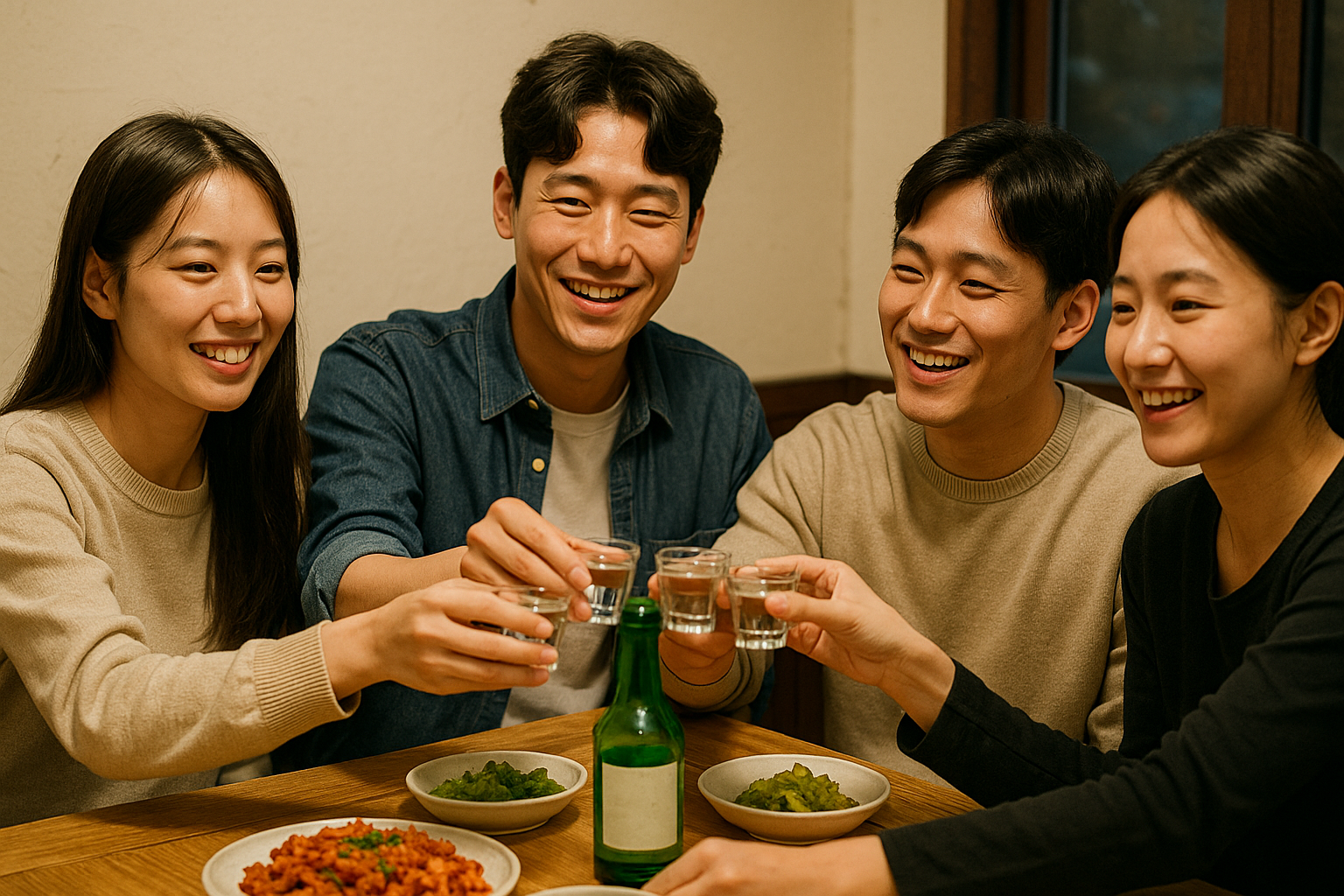 지역 남녀가 소주 마시는 사진