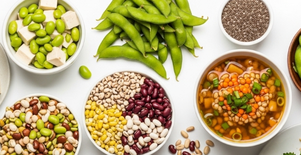 다양한 식물성 단백질 식품 이미지
