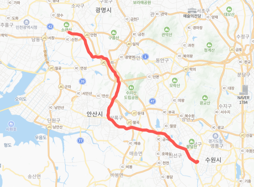 수원-시흥-안산-8851번-버스-노선-지도