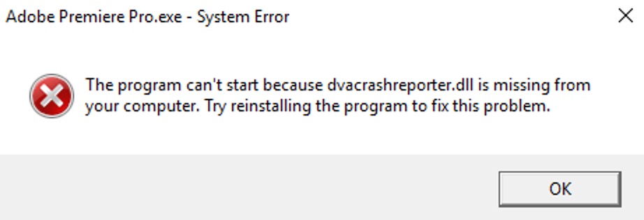 Adobe Premiere Pro 시스템 에러