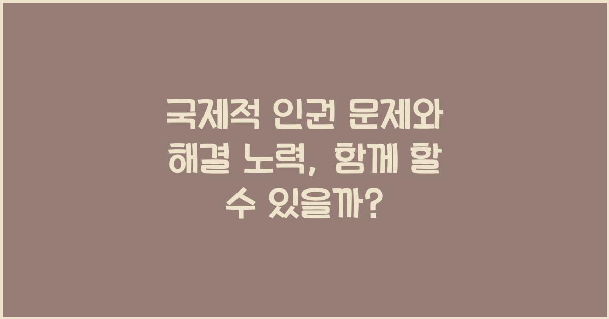 국제적 인권 문제와 해결 노력