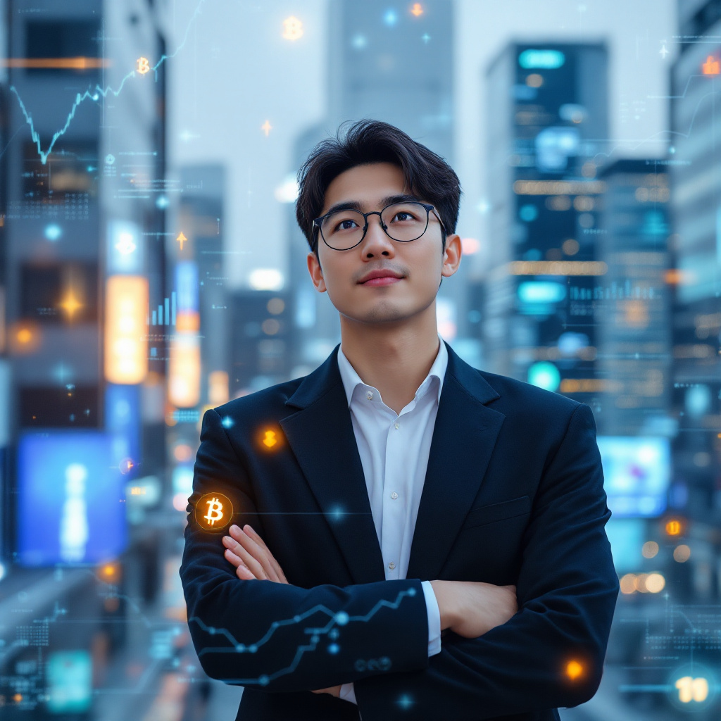 2025년 가상자산 시장을 분석하는 투자자 모습