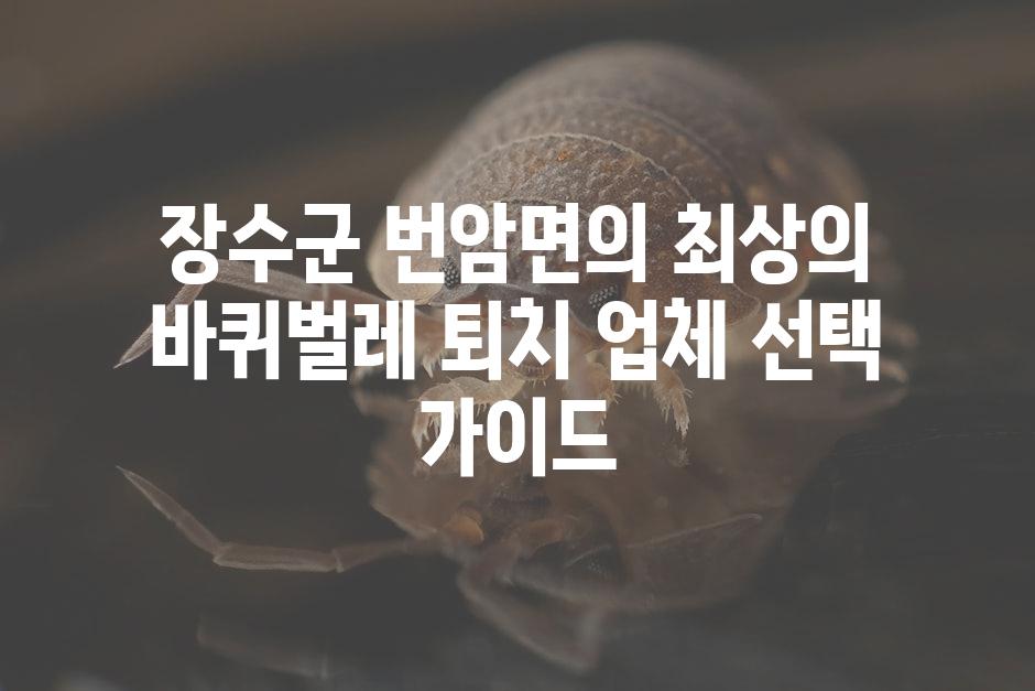 장수군 번암면의 최상의 바퀴벌레 퇴치 업체 선택 가이드
