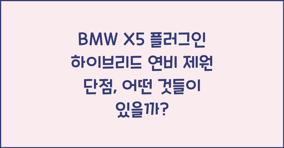 BMW X5 플러그인 하이브리드 연비 제원 단점