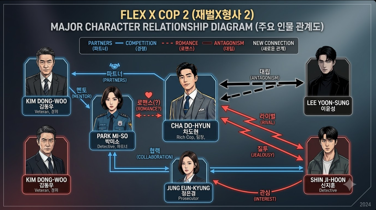 재벌x형사 2 주요 등장인물 및 새롭게 변화될 인물 관계도 구조