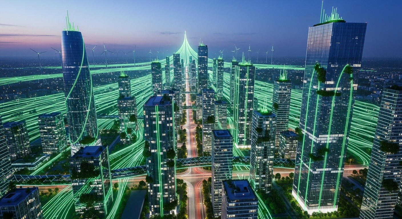 미래도시전체가 재생에너지로 활기찬모습