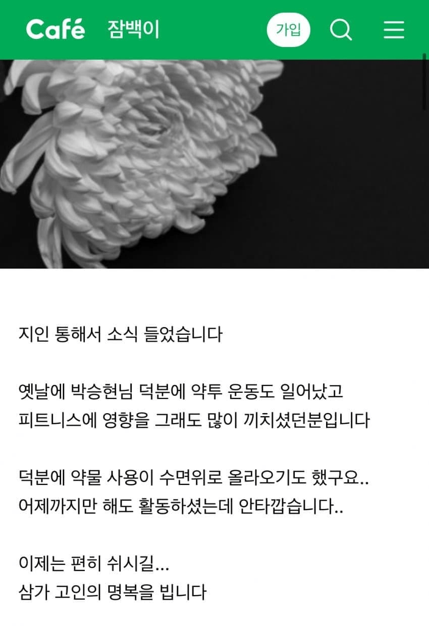 속보 83만 유튜버 박승현 사망