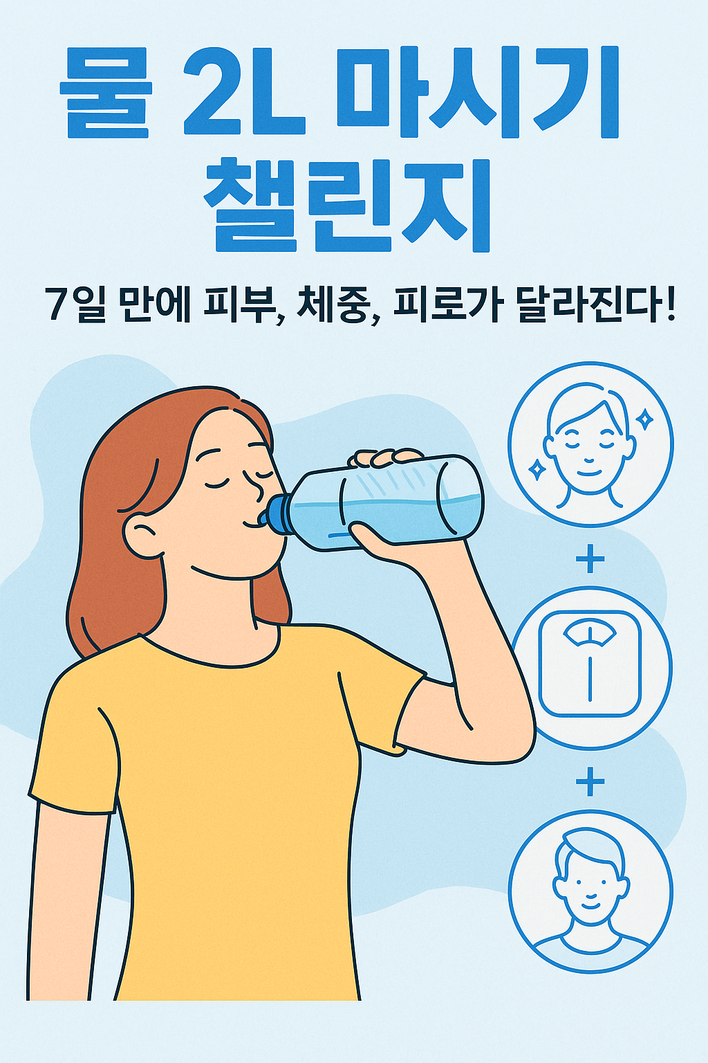 물 2L 마시기 챌린지 – 7일 만에 피부, 체중, 피로가 달라진다!