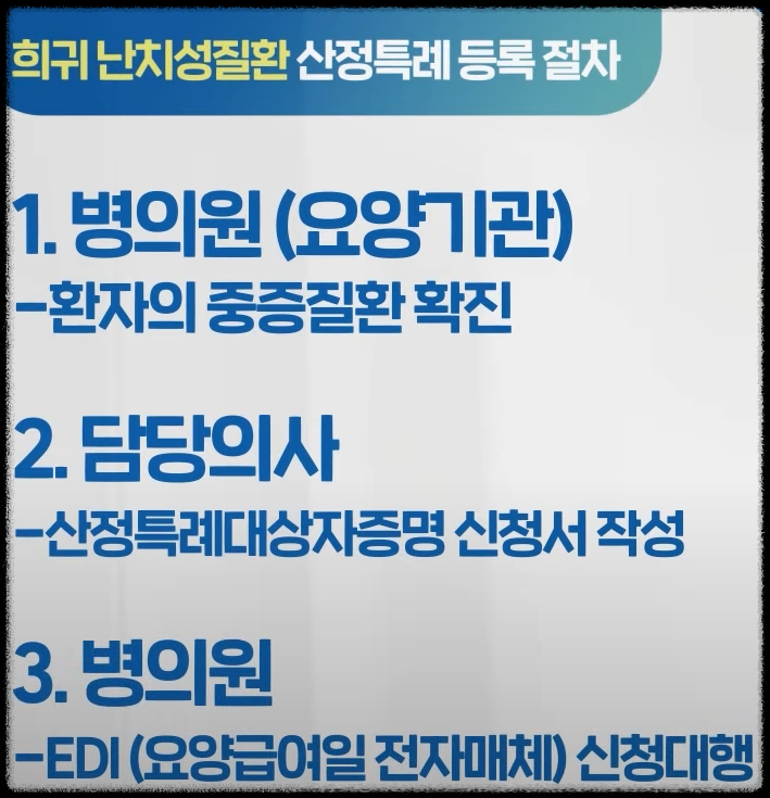 희귀 난치성 질환 산정특례 등록 절차(방법)