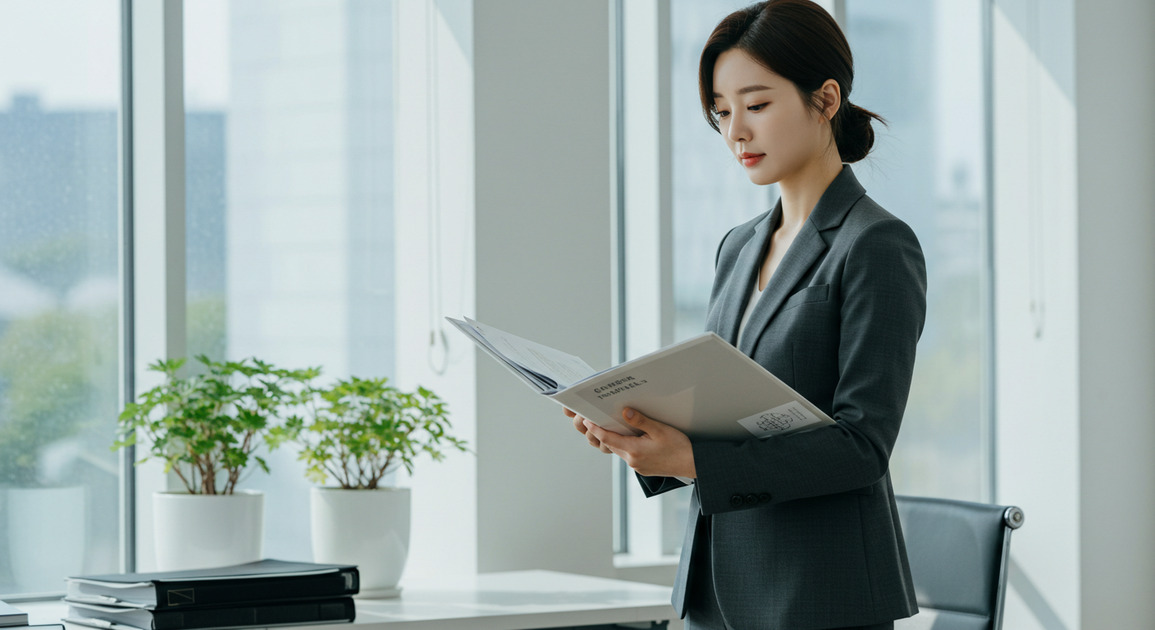 강원타운홀미팅 준비하는 여성