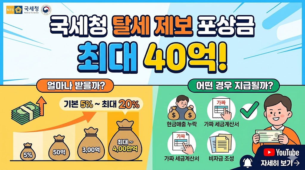 국세청 탈세 제보 포상금, 얼마 받을 수 있고 어떤 경우 지급될까