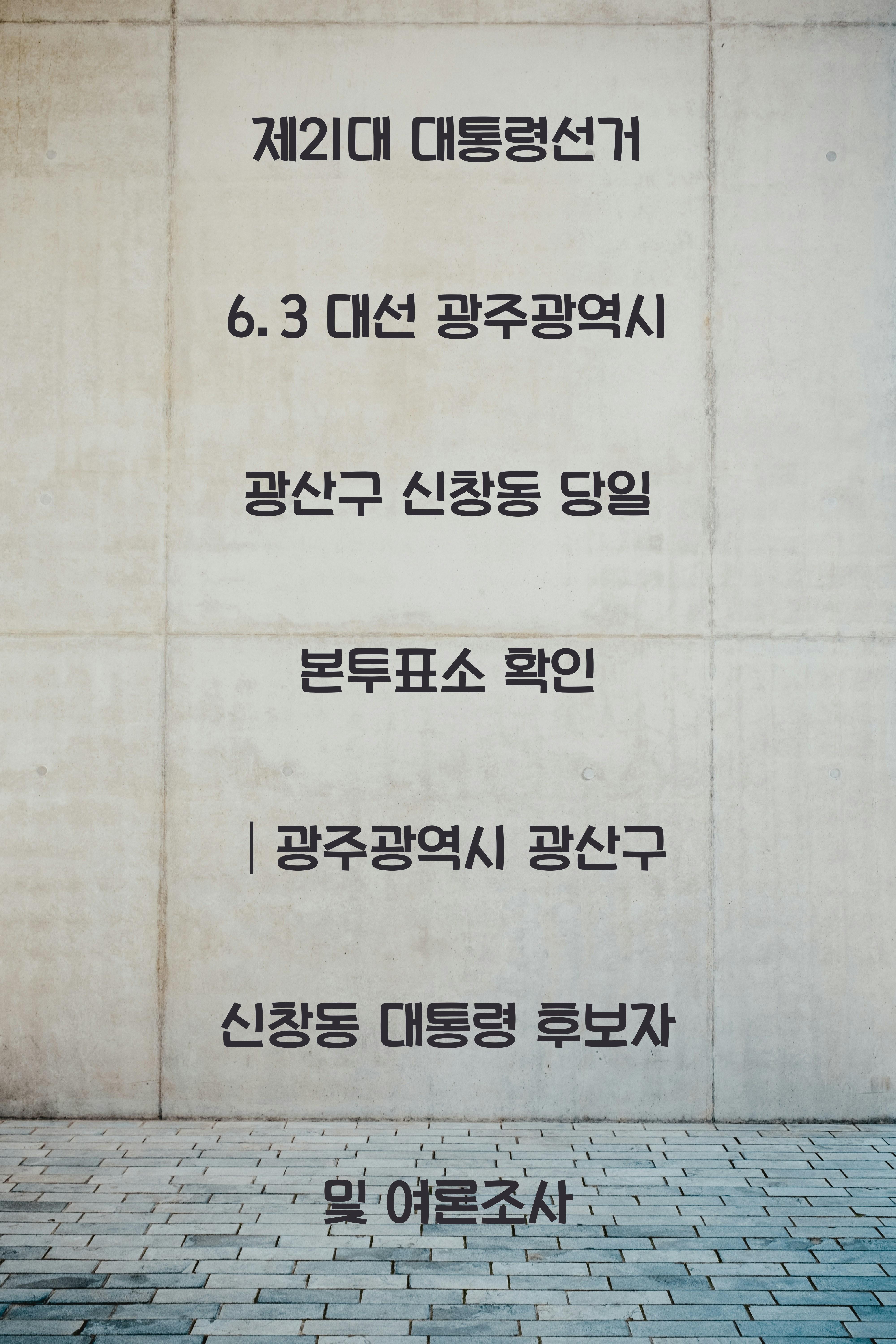 제21대 대통령선거 6.3 대선 광주광역시 광산구 신창동 당일 본투표소 안내 │광주광역시 광산구 신창동 대통령 후보자 및 여론조사 확인