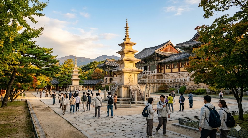 천년 고도 경주 불국사의 웅장한 아침 풍경