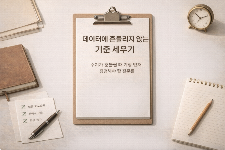 데이터 변화에 흔들리지 않는 블로그 운영 기준을 설명하는 대표 썸네일 이미지