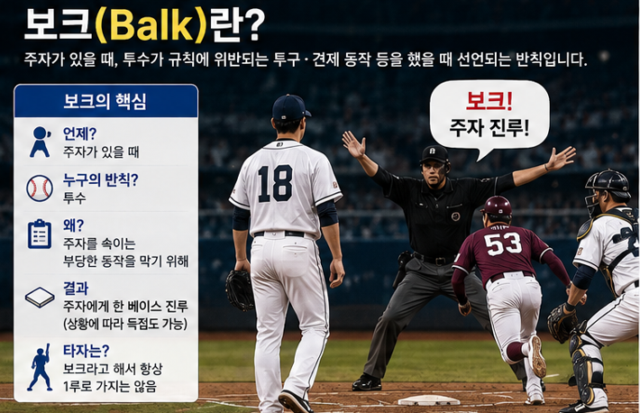야구 보크란? 투수가 공을 던지지 않았는데 주자가 진루하는 이유