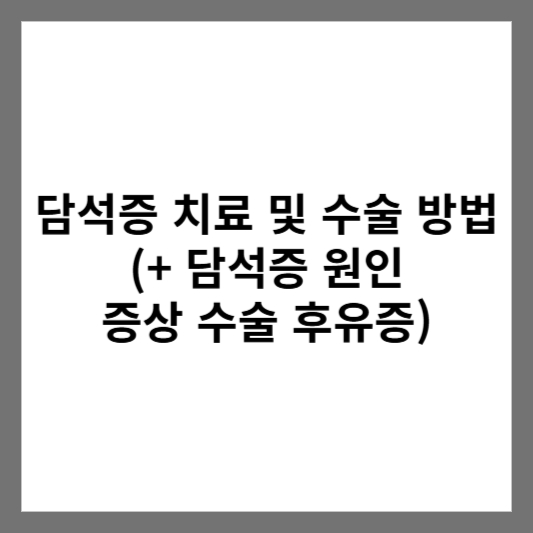 담석증 치료 및 수술 방법 (+ 담석증 원인 증상 수술 후유증)