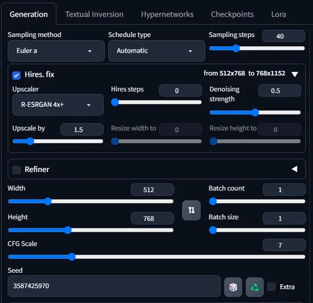 임베딩 사용한 이미지 생성 Generation 옵션값들