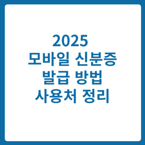 2025 모바일 신분증 발급 방법 &amp; 사용처 정리