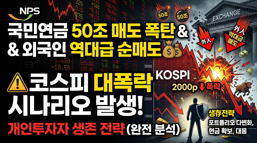 국민연금 50조 매도 폭탄과 외국인 역대급 순매도, 코스피 대폭락 시나리오와 개인투자자 생존 전략 완전 분석