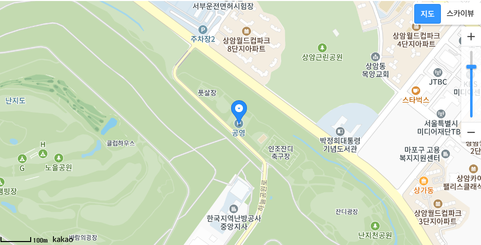 상암월드컵 경기장 주변 주차장 지도